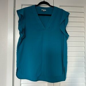 Teal short sleeve blouse